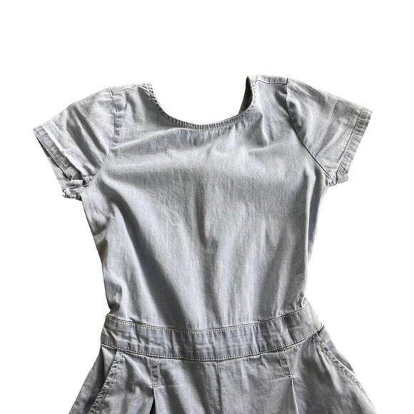 Mayoral Light Wash Denim Romper With Cutout Back 140 - Picture 3 of 6